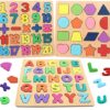Wooden ABC Alphabet Number Shape Puzzles