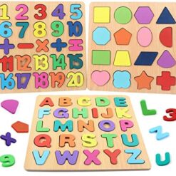 Wooden ABC Alphabet Number Shape Puzzles
