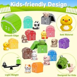 20Pcs Farm Animals Montessori Counting, Matching & Sorting Fine Motor Games