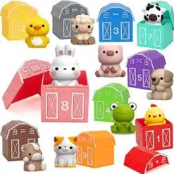 20Pcs Farm Animals Montessori Counting, Matching & Sorting Fine Motor Games