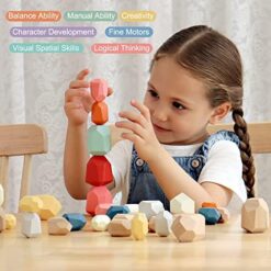 36 PCS Wooden Sorting Stacking Rocks