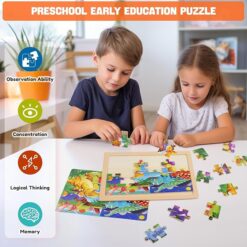 montessori wooden jigsaw puzzles for gifted preschoolers | cognitive development & spatial intelligence toy
