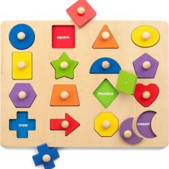 montessori wooden geometric shape & color toy for gifted toddlers – early stem intelligence & cognitive precision learning board