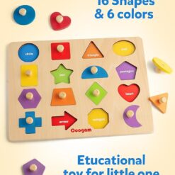 montessori wooden geometric shape & color toy for gifted toddlers – early stem intelligence & cognitive precision learning board